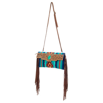 American Darling Cross Body Saddle Blanket Fabric Genuine Leather Western Women Bag Handbag Purse |College Casual Travel Bags